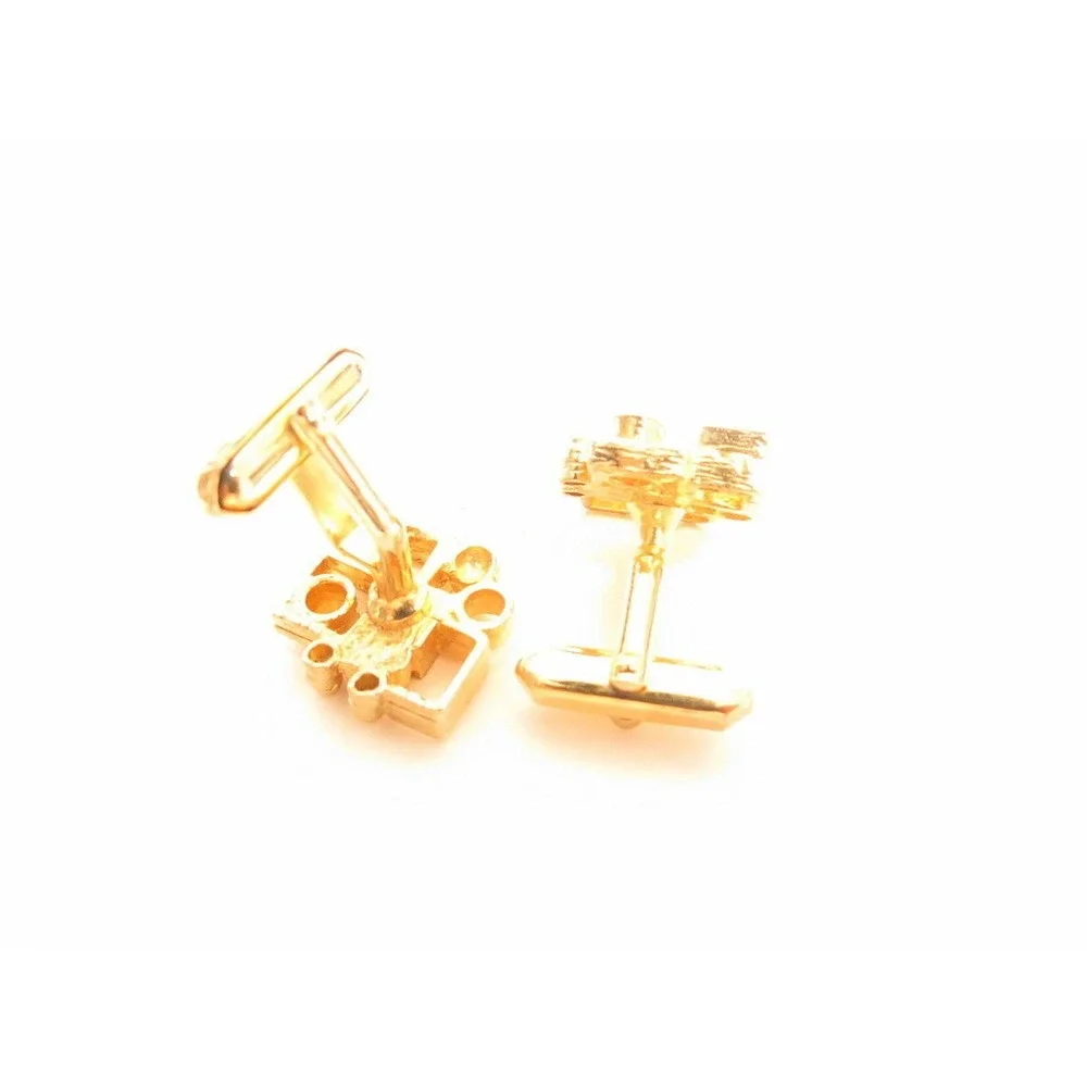 VINTAGE Modernist Stacked Squares &‎ Circles Gold Plated CUFFLINKS*GROOM*FORMAL